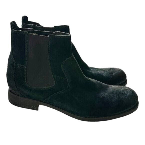 Ugg Mens Clyne Pull On Black Suede Chelsea Boots Size 9.5 Business Casual Gothic - Picture 1 of 8